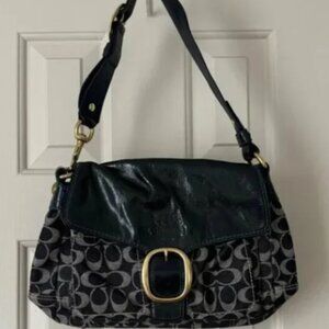 COACH denim Bleeker Shoulder Bag Rare Gold Hardware